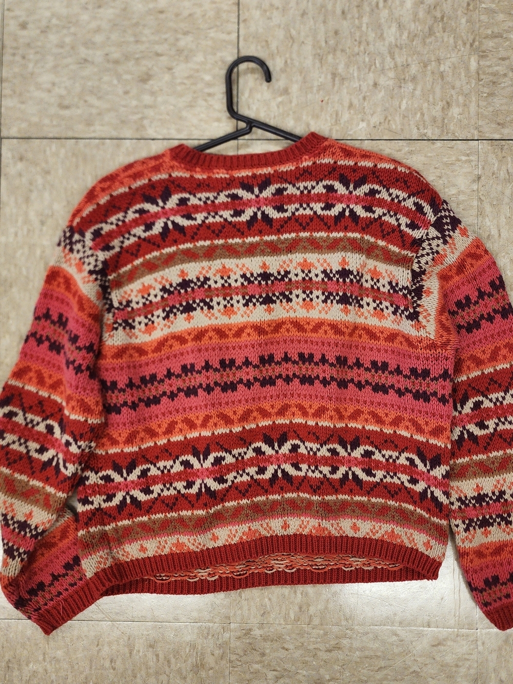 Vintage Eddie Bauer Fair Isle Sweater Womens Petite Medium Cropped 90s USA - Picture 3 of 5